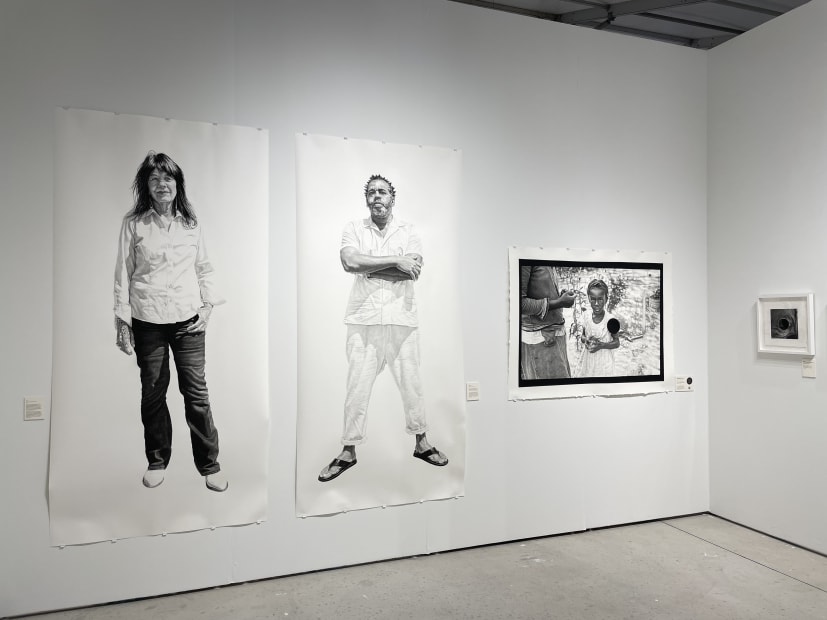 Installation image of Art Miami 2021 of Joel Daniel Phillips paintings