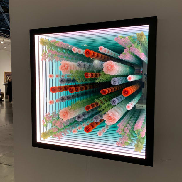 Installation image of Peter Gronquist's piece "Arrangements" side view at the Seattle Art Fair 2019