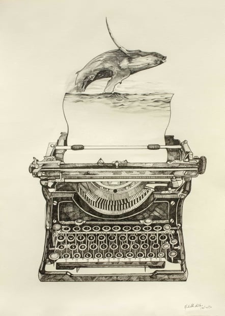 Whale conjuring typewriter , 2020