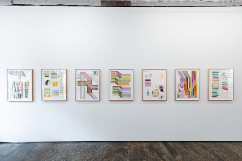 Anna Finlayson, Working Drawings, Bent Stripes, installation view Photo: Lauren Dunn