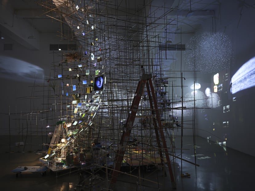 Sarah Sze, installation view of video projections