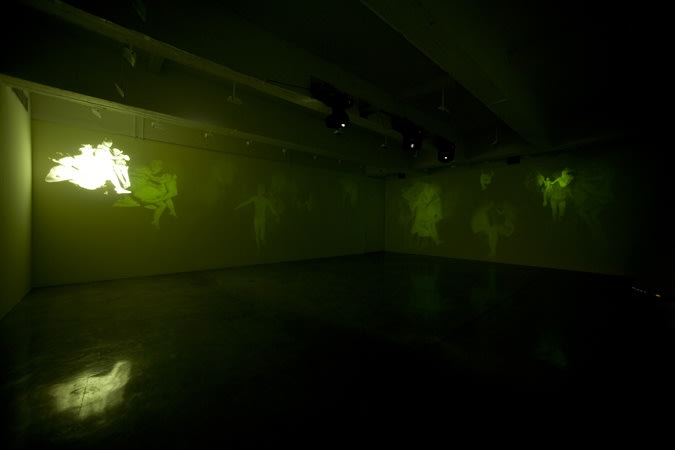 installation view of Collishaw projections
