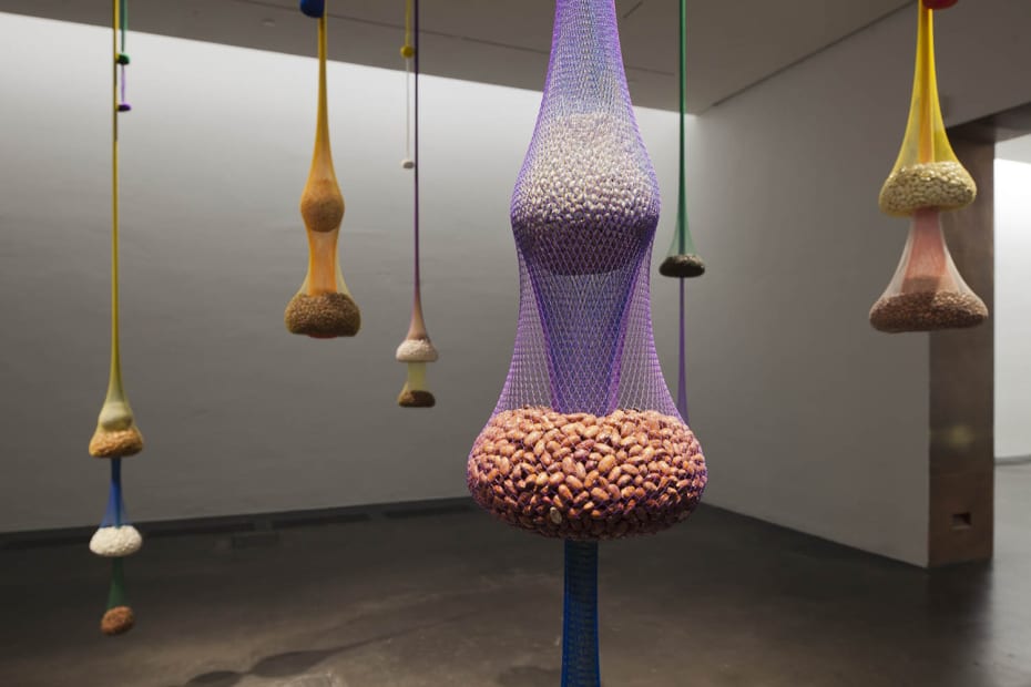 Ernesto Neto hanging drops from the ceilling