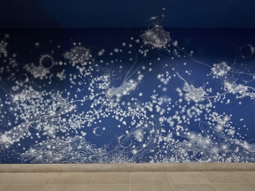 Sandra Cinto mural painting fading from dark blue to light blue