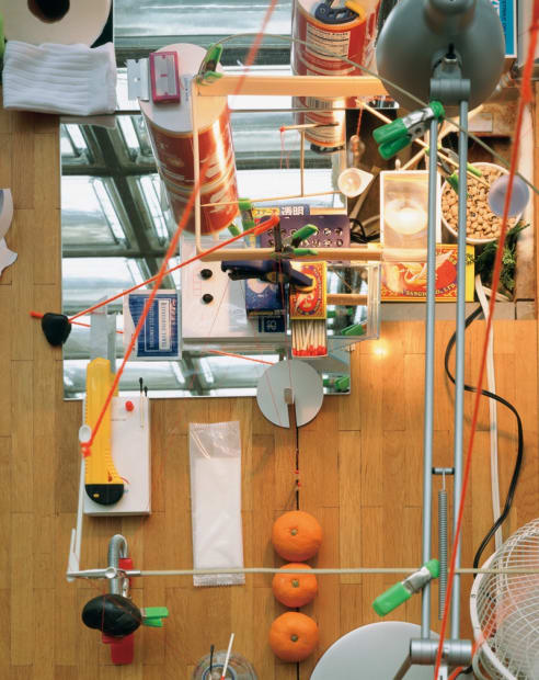 Image of an installation image at Hermes, Tokyo -- multi purpose objects creating a sculpture