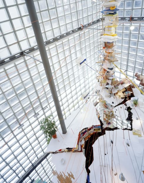 Image of an installation image at Hermes, Tokyo -- multi purpose objects creating a sculpture