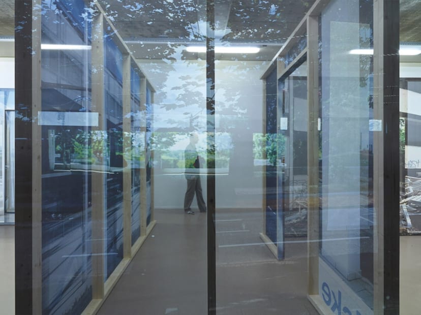 Image of installation image of Sabine Hornig structure with transparent panels