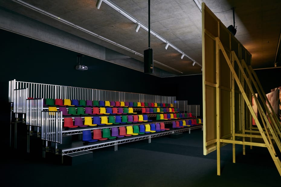 Image of Phil Collins installation with colored seats