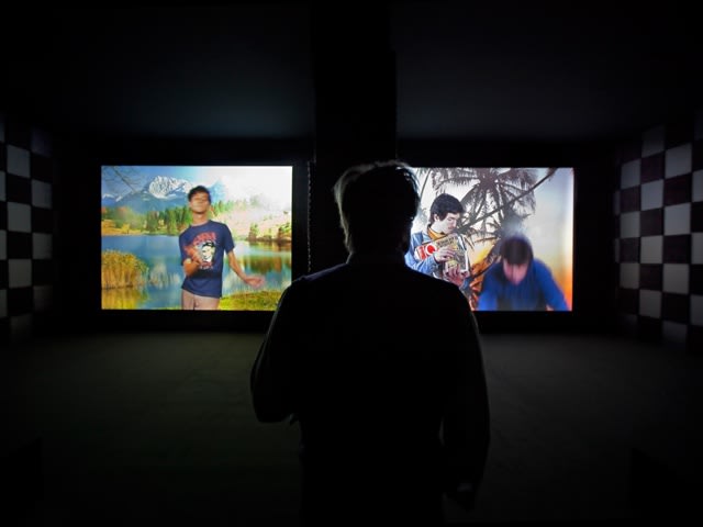 Installation view of Phil Collins videos