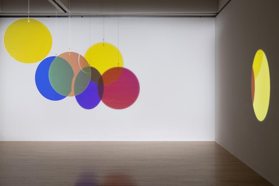 image of eliasson, colored disc room installation