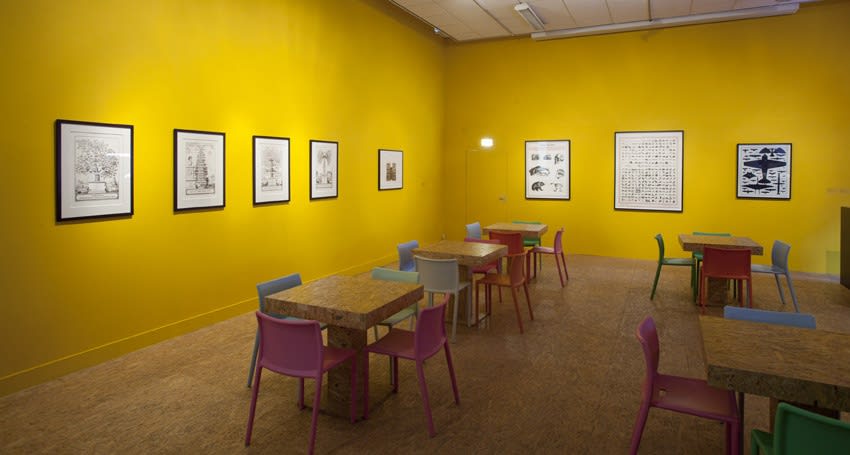image of Mark Dion installation with drawings