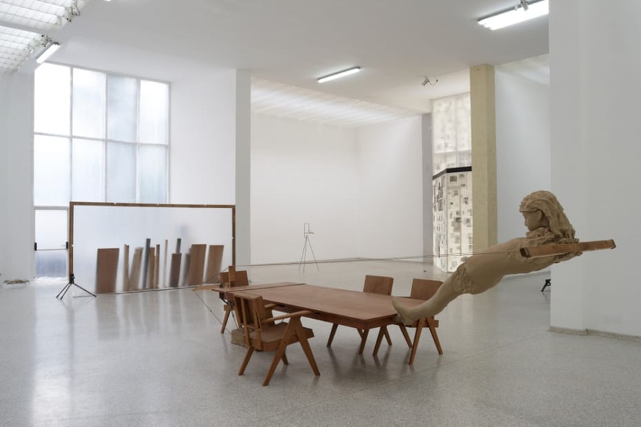 image of Mark Manders sculpture of table and chairs at Venice Biennale