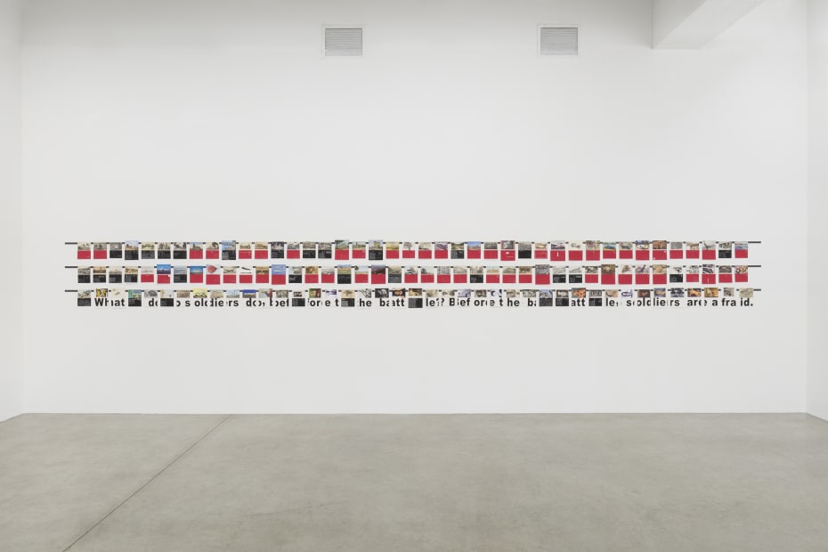 installation view of postcards