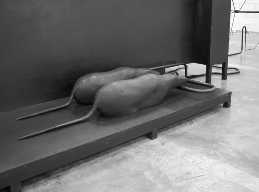 image of Mark Manders sculpture installation view at Documenta, detail of mice