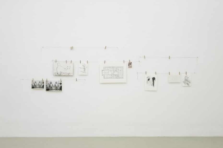 image of Mark Manders installation of drawings