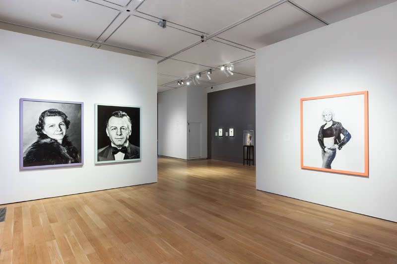 Installation view of Gillian Wearing at National Portrait Gallery, photographs of family portraits