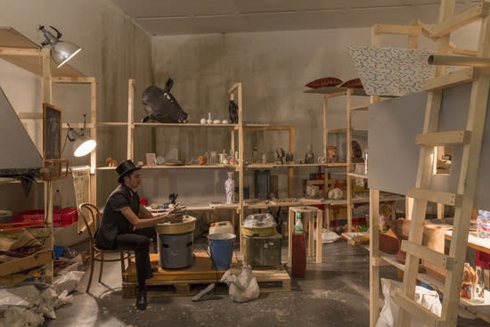 image of Laura Lima sculptural installation, magician at work