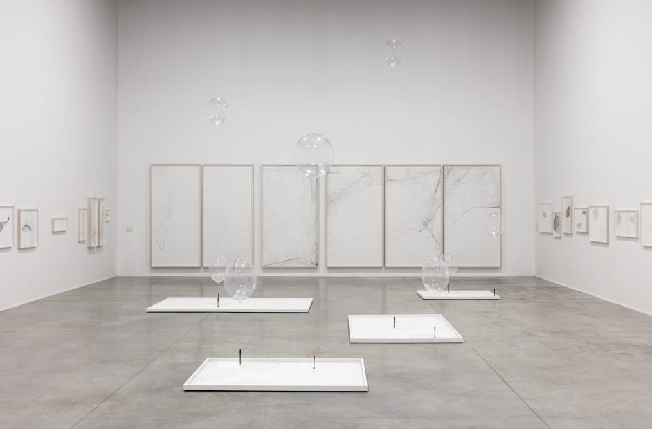 installation image of Saraceno exhibition at Palais de Tokyo