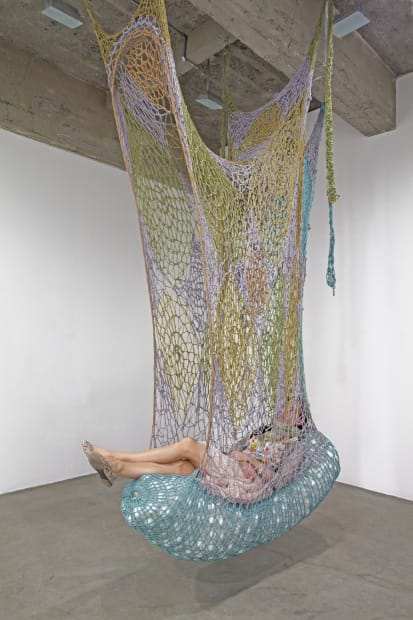 Ernesto Neto hanging crochet hammock