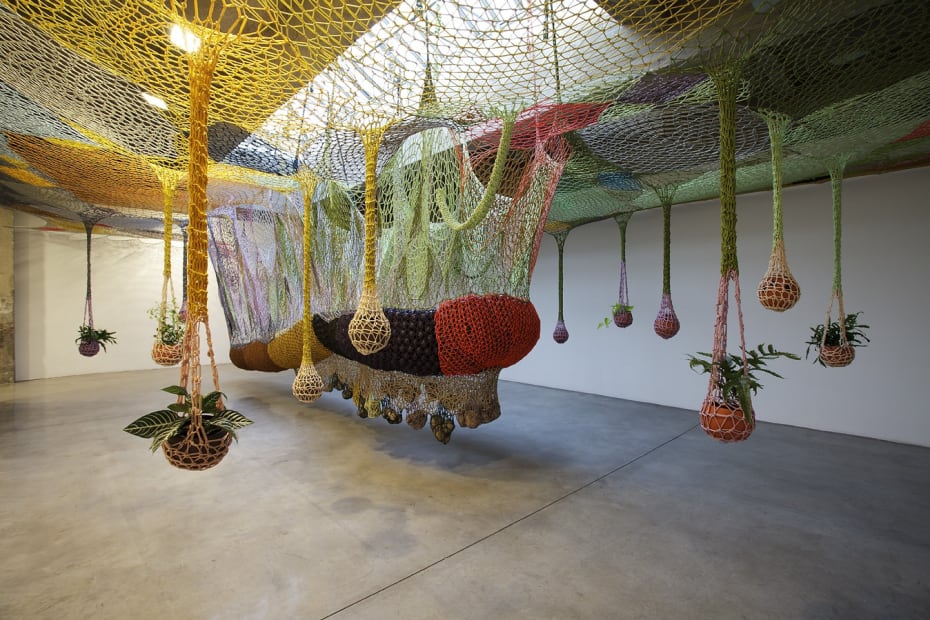 Ernesto Neto hanging crochet tunnel installation