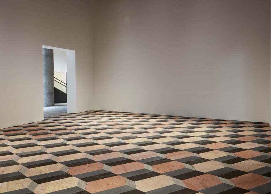 room with geometric floor