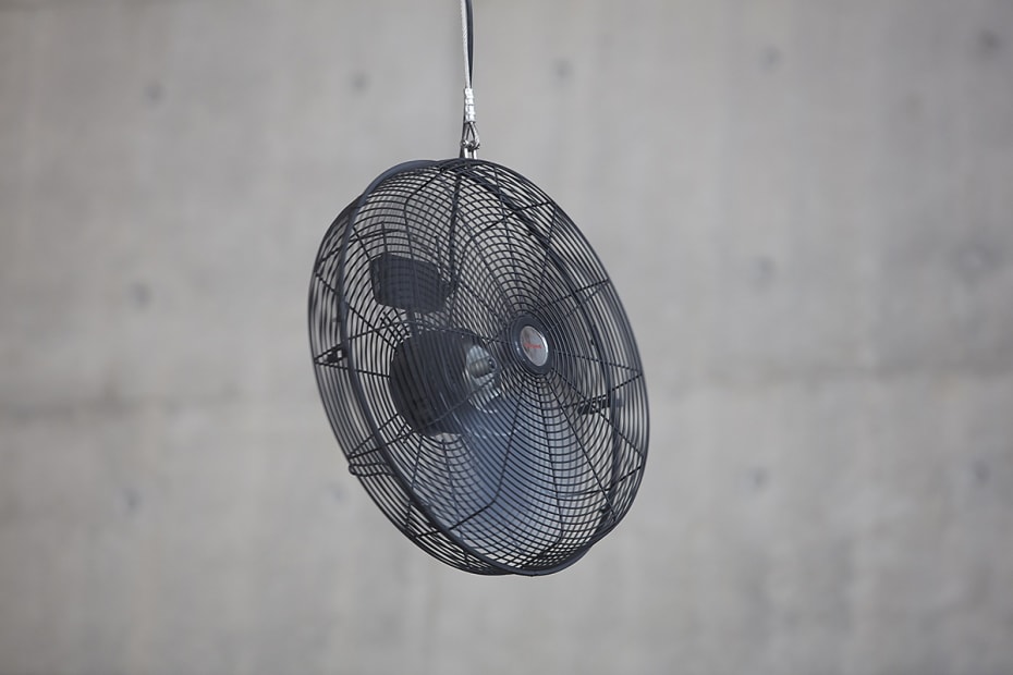 fan hanging from ceiling