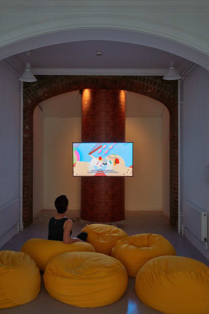 installation view of Wong Ping video