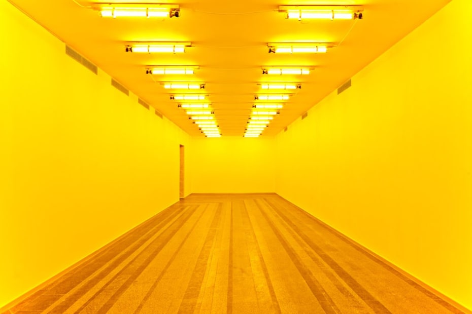 room with yellow lights