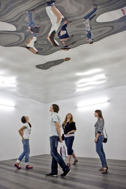 image of wavy mirrored ceiling