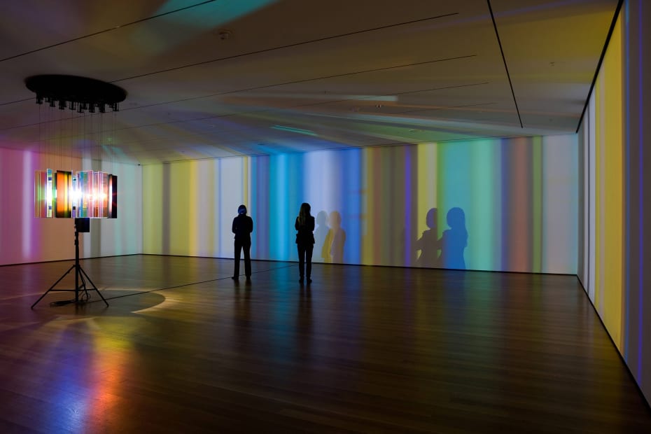 installation image of Eliasson light projection at MoMA