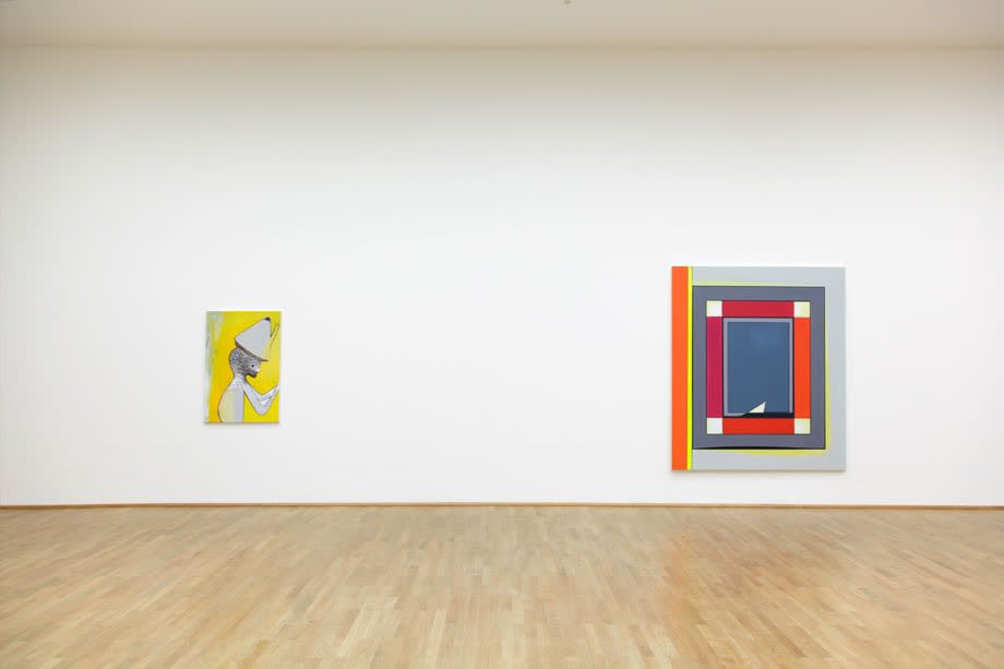 installation view of abstract paintings at MMK