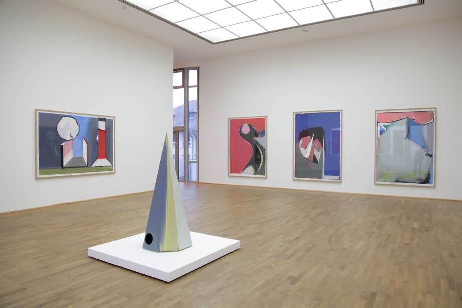 installation view of abstract paintings at MMK