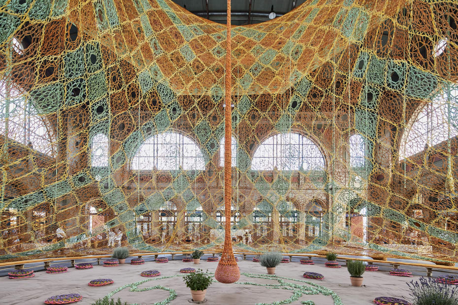 image of Large crochet installation by Ernesto Neto