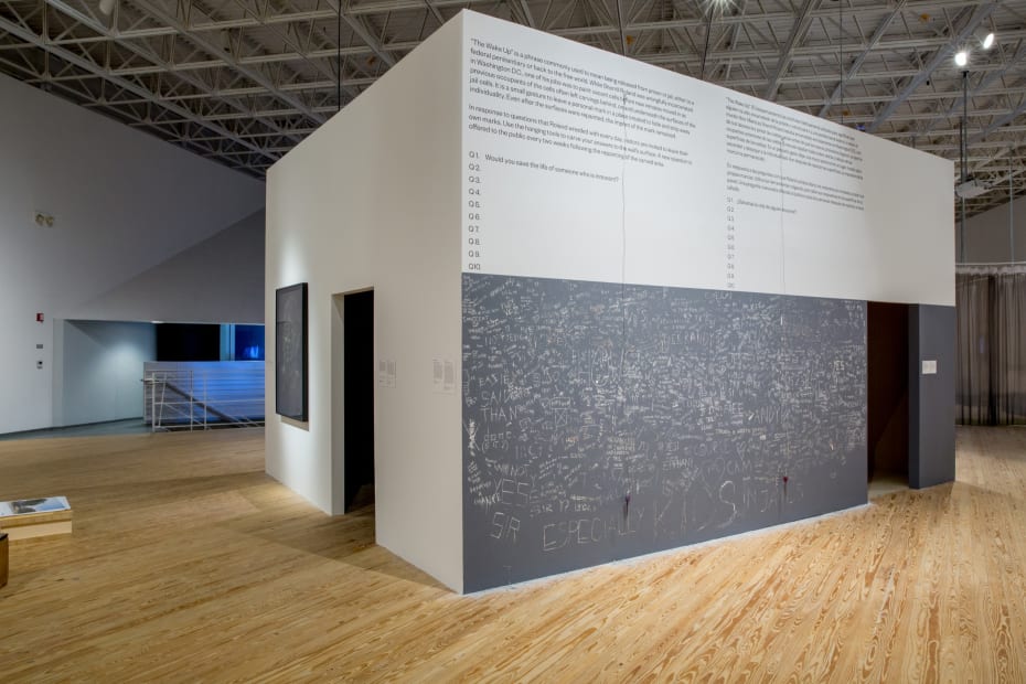 Installation view of Walls Turned Sideways: Artists Confront the American Justice System, CAM Houston, Houston.