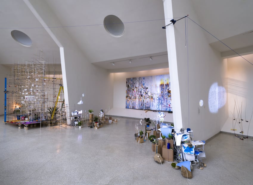 Installation view of Sarah Sze: Timelapse at Solomon R. Guggenheim Foundation, New York.