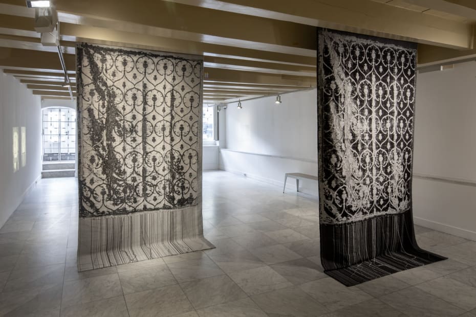 Installation images of Lisa Oppenheim: Spolia at Huis Marseille, Amsterdam.