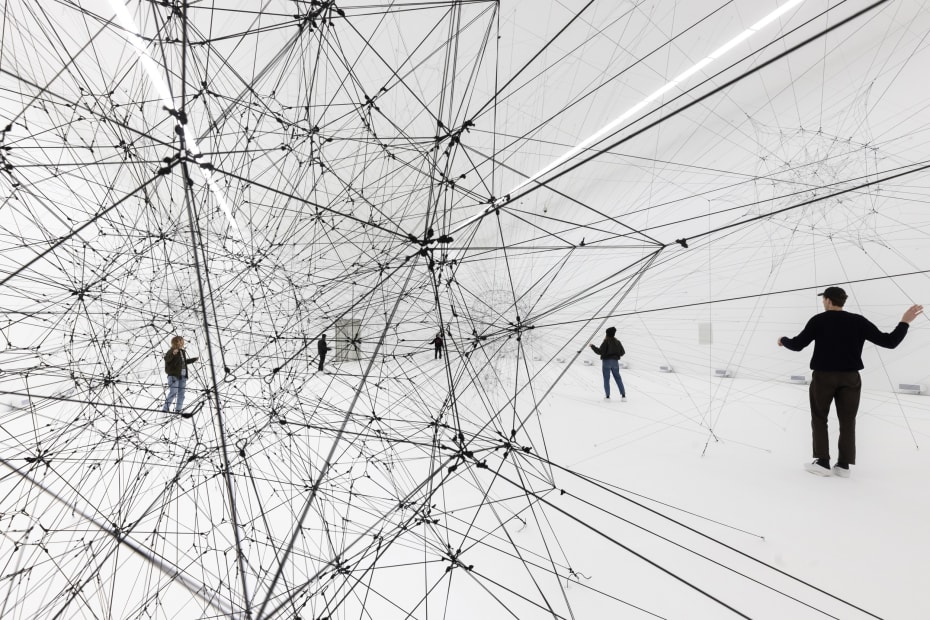Installation view of Tomás Saraceno: Complementarities at Red Brick museum.