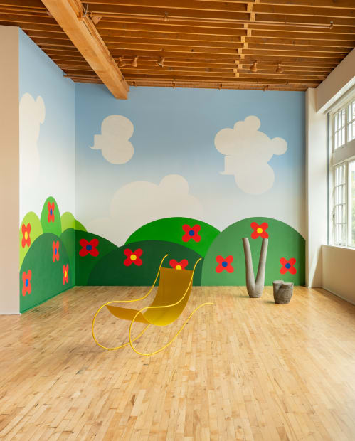 Installation view of Math Bass: Full Body Parentheses at lumber room, Portland.