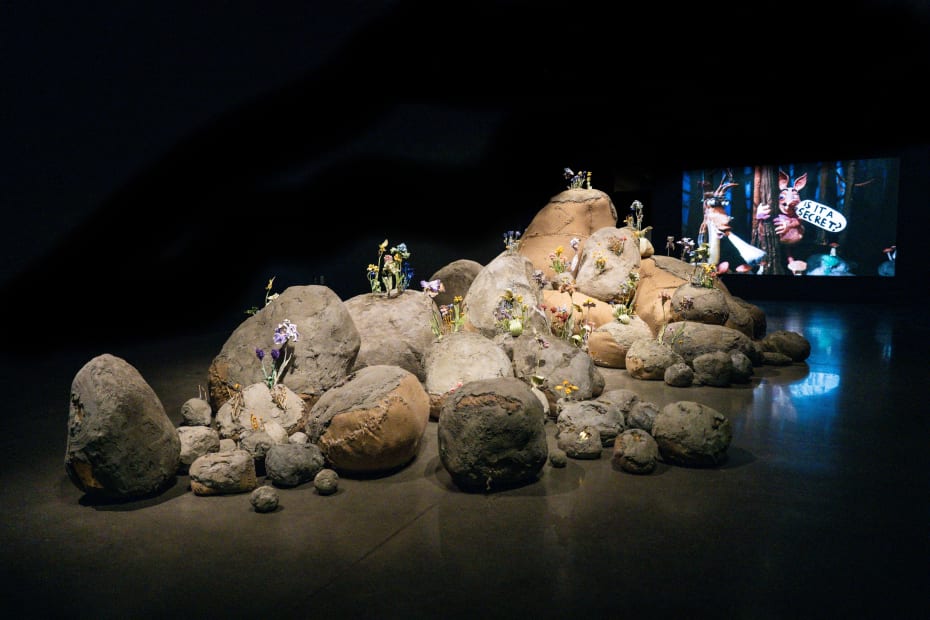Installation image of Nathalie Djurberg & Hans Berg: A Place of Opportunity and Transformation.