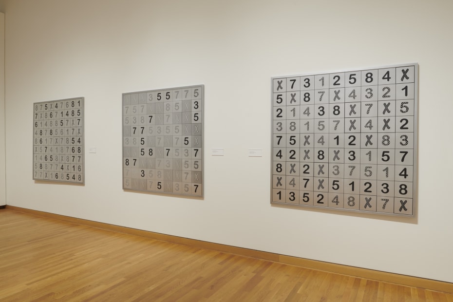 Installation view of Processing Systems: Numbers by Sherrill Roland.