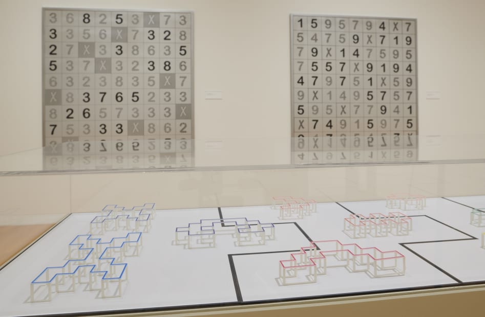Installation view of Processing Systems: Numbers by Sherrill Roland.
