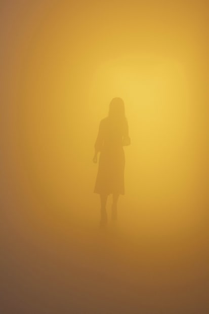 yellow foggy passageway