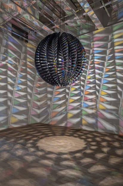 multicolored sphere light projection