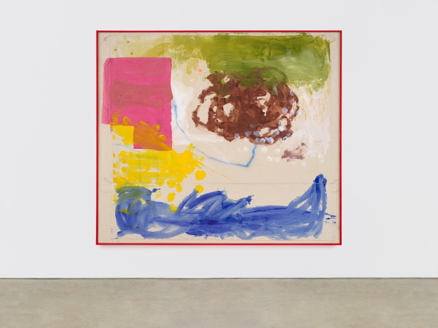 THE PURSUIT OF LOVE, 2020 pigment, acrylic medium, coloured cotton and air brush on canvas in artist's frame 173 × 197 cm (68¼ × 77½ in)