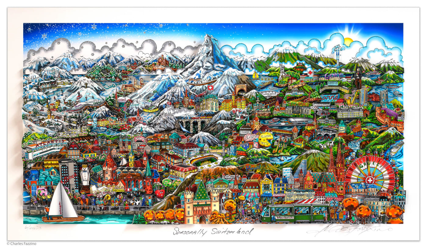 Charles Fazzino, Seasonally Switzerland, 2020