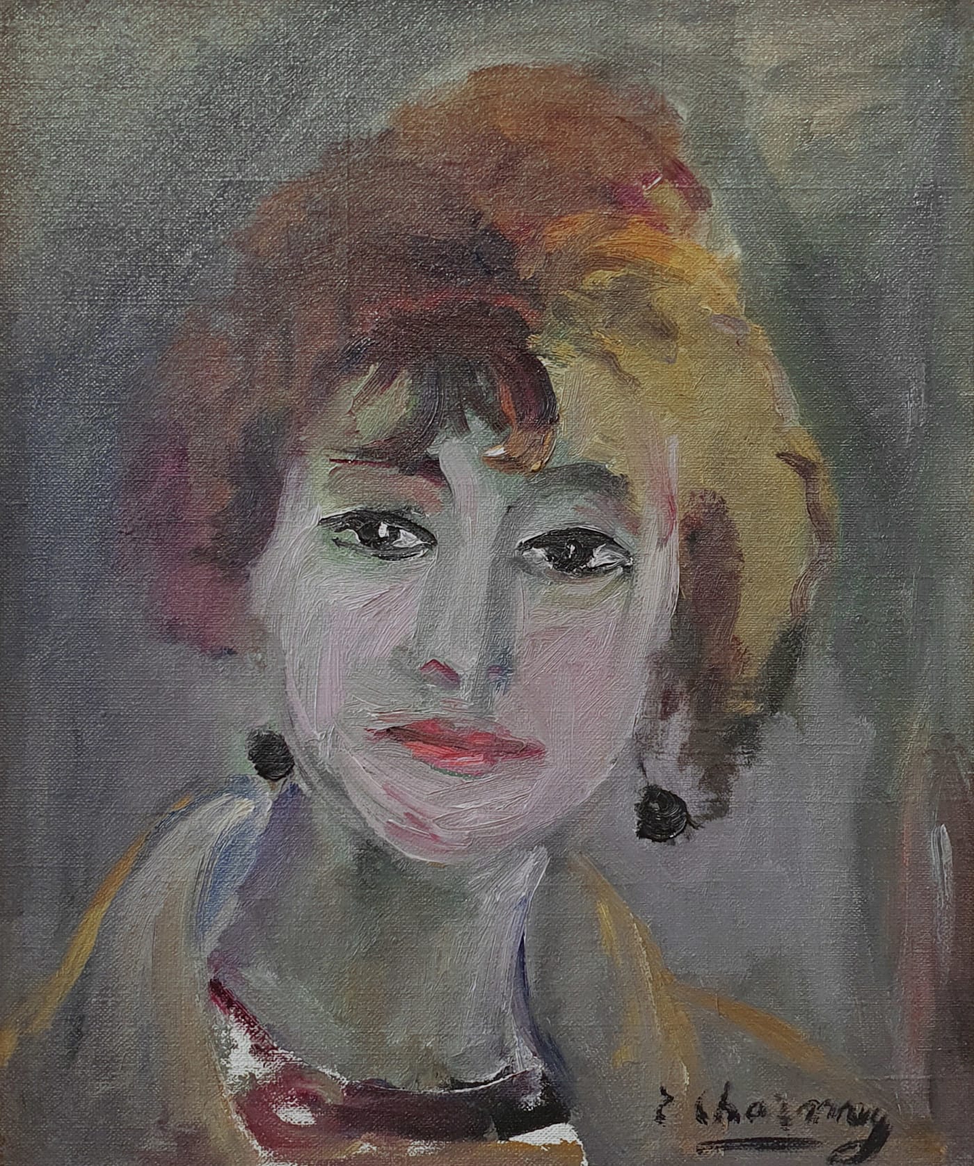 Emilie Charmy, Autoportrait avec boucles d'oreille noirs, 1945-50