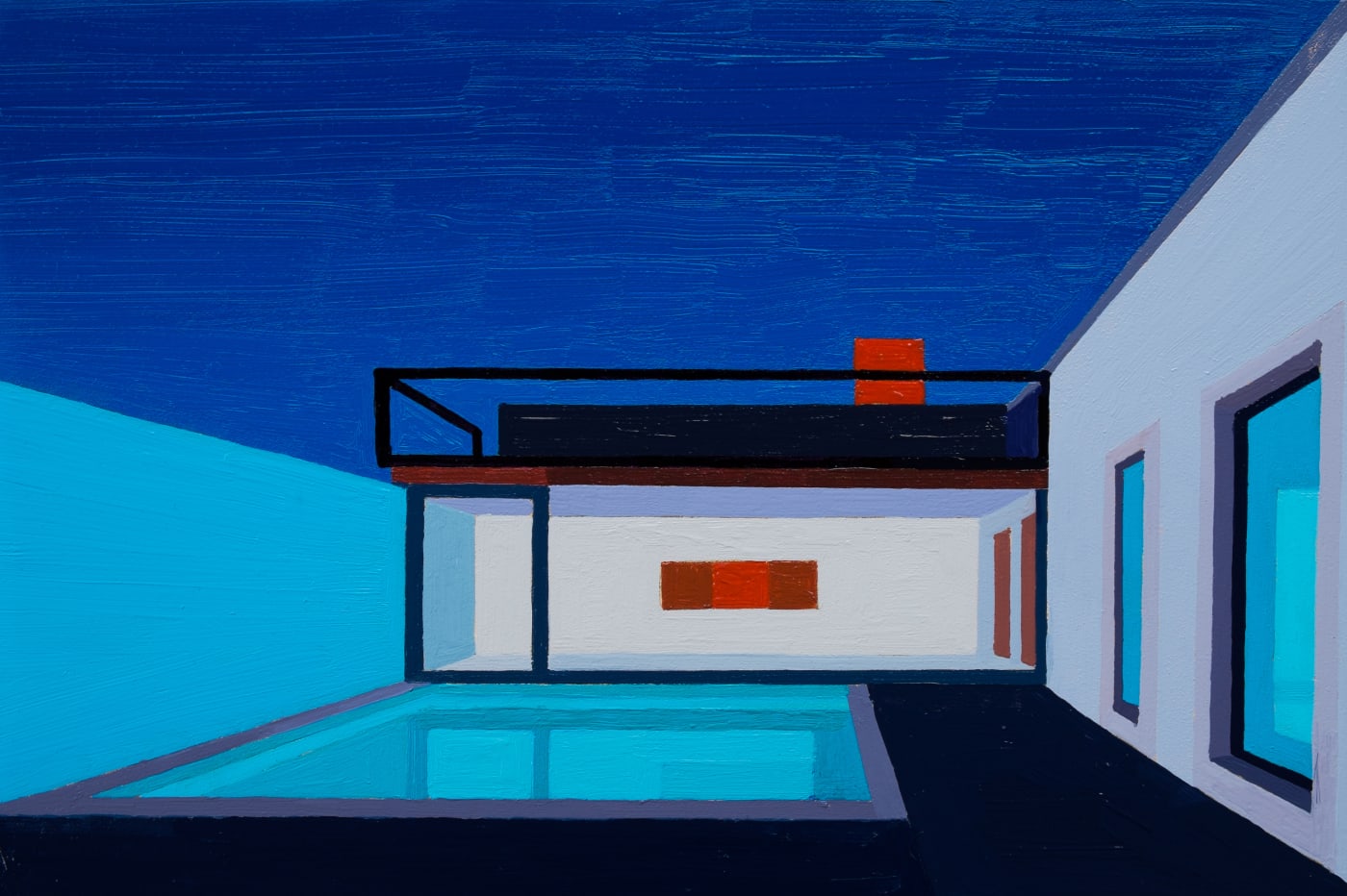 Andy Burgess, Blue Courtyard and Pool, 2016