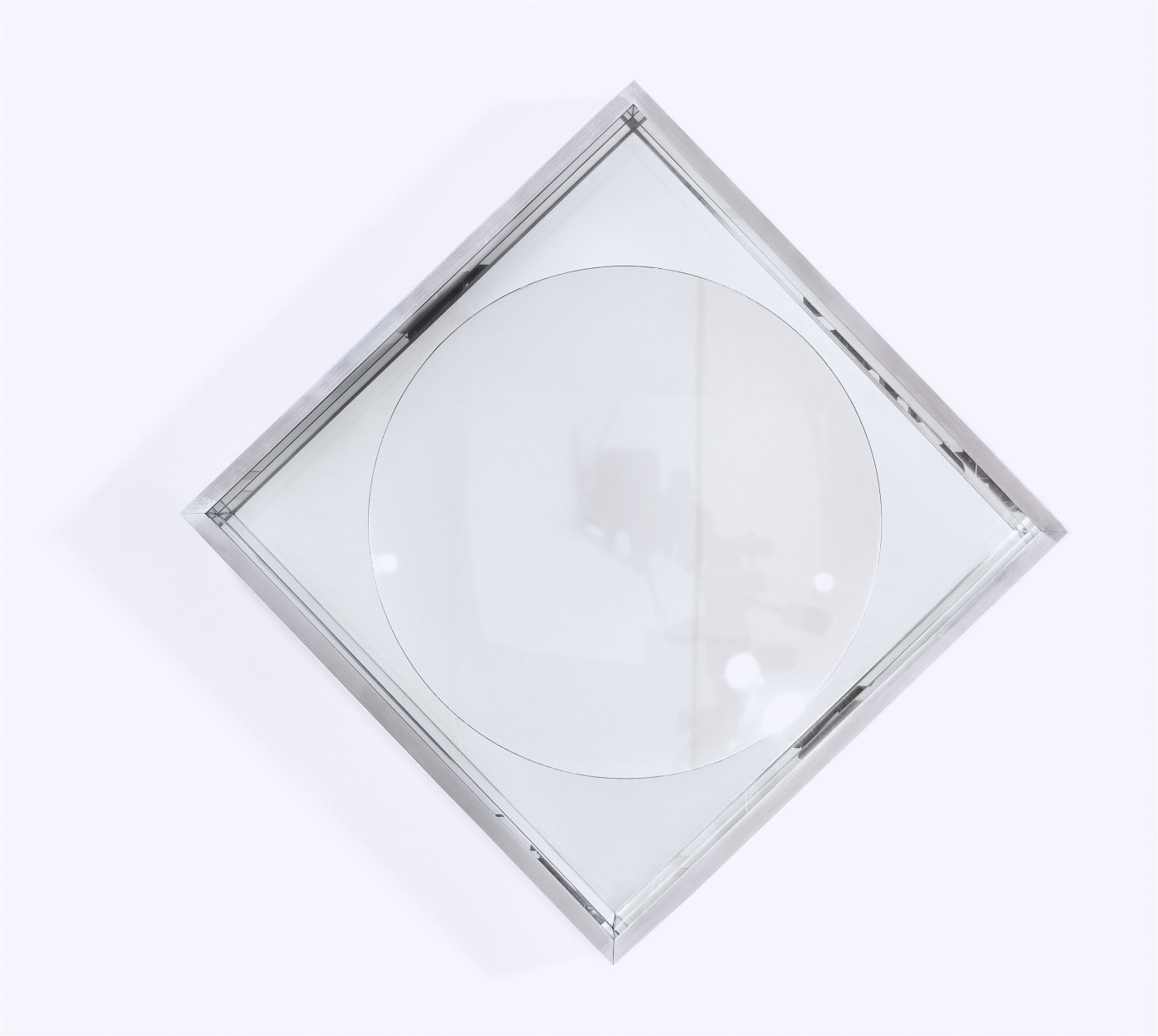 ADOLF LUTHER Ohne Titel (Hohlspiegelobjekt), 1967 Conical concave mirror in mirrored aluminium object frame 46,3 x 46,2 x 8 cm 18 1/8 x 18 1/8 x 3 1/8 in