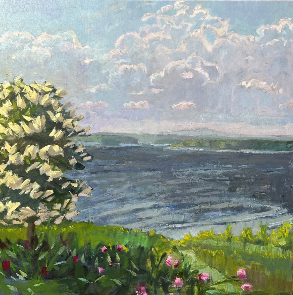 Louise Bourne, Last Peonies Path to First Swim, 2023