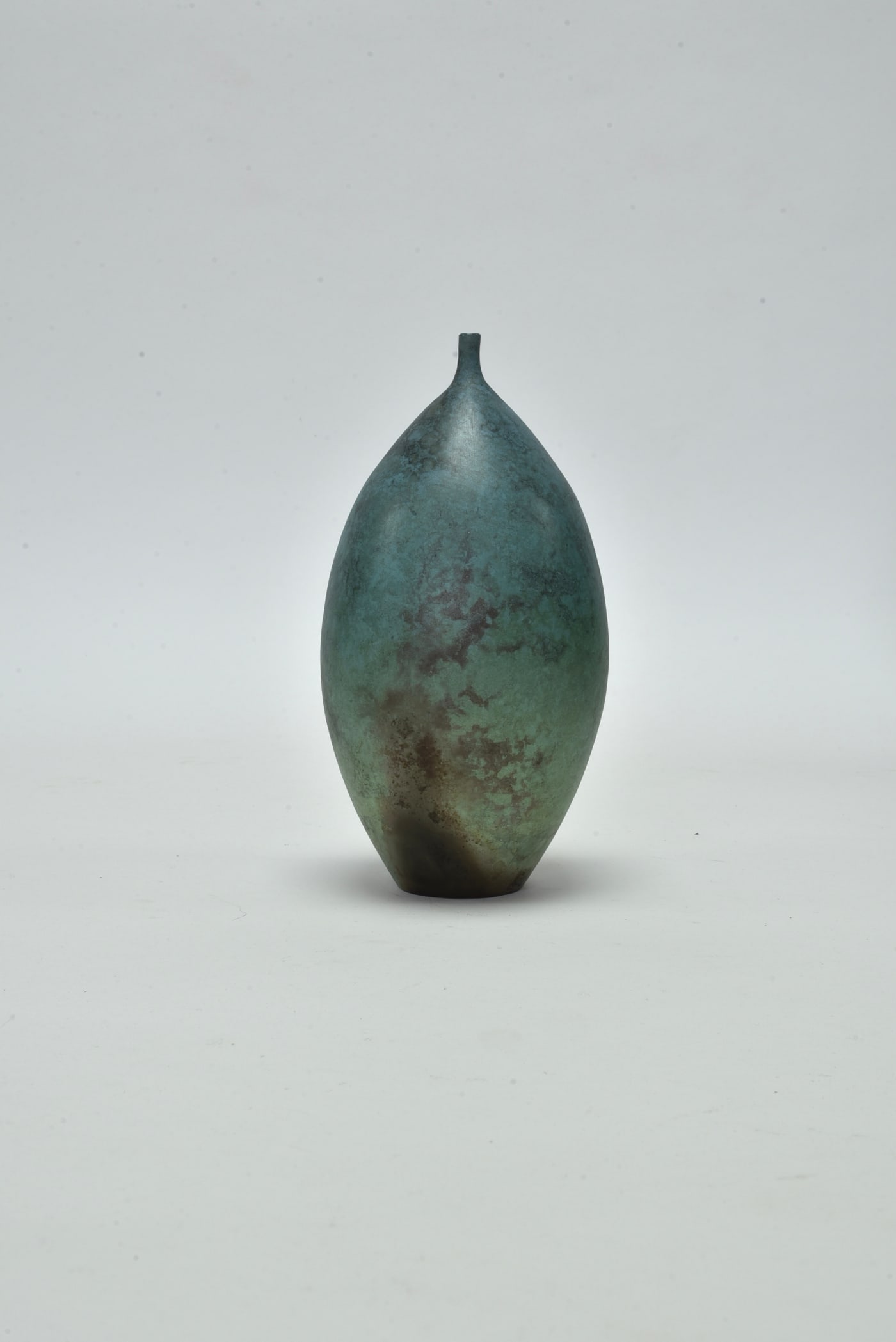 Janene Waudby, Small Blue & Green Smokefired Bottle